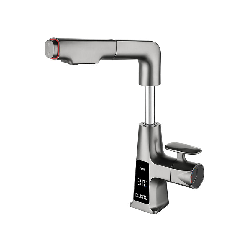 Modern Swivel Spout Sink Faucet Bathroom Low Arc Lifting Faucet Clearhalo 'Bathroom Remodel & Bathroom Fixtures' 'Bathroom Sink Faucets' 'Bathroom Sinks & Faucet Components' 'bathroom_sink_faucets' 'Home Improvement' 'home_improvement' 'home_improvement_bathroom_sink_faucets' 7286787