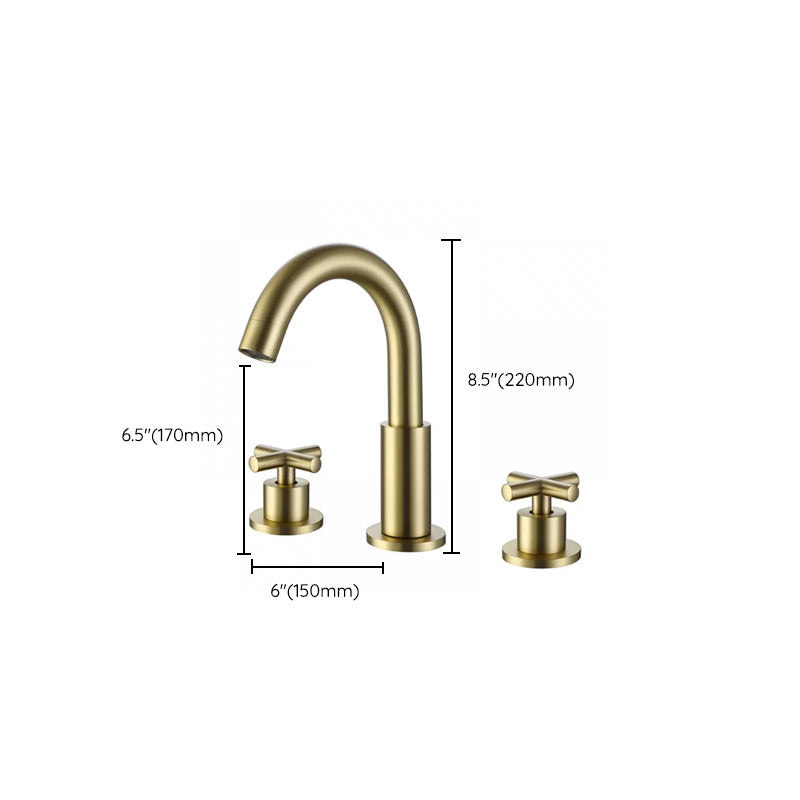 Modern Double Handle Sink Faucet with Water Inlet Pipe Bathroom Brass Sink Faucet Clearhalo 'Bathroom Remodel & Bathroom Fixtures' 'Bathroom Sink Faucets' 'Bathroom Sinks & Faucet Components' 'bathroom_sink_faucets' 'Home Improvement' 'home_improvement' 'home_improvement_bathroom_sink_faucets' 7286822
