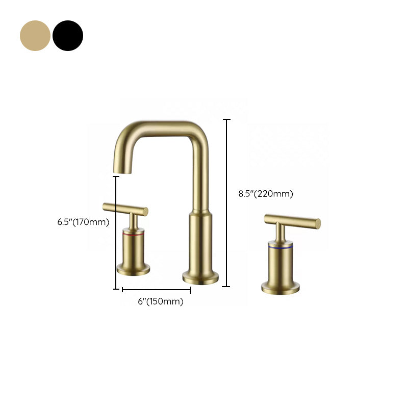 Modern Double Handle Sink Faucet with Water Inlet Pipe Bathroom Brass Sink Faucet Clearhalo 'Bathroom Remodel & Bathroom Fixtures' 'Bathroom Sink Faucets' 'Bathroom Sinks & Faucet Components' 'bathroom_sink_faucets' 'Home Improvement' 'home_improvement' 'home_improvement_bathroom_sink_faucets' 7286823