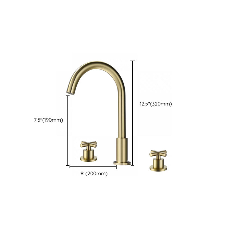 Modern Double Handle Sink Faucet with Water Inlet Pipe Bathroom Brass Sink Faucet Clearhalo 'Bathroom Remodel & Bathroom Fixtures' 'Bathroom Sink Faucets' 'Bathroom Sinks & Faucet Components' 'bathroom_sink_faucets' 'Home Improvement' 'home_improvement' 'home_improvement_bathroom_sink_faucets' 7286829