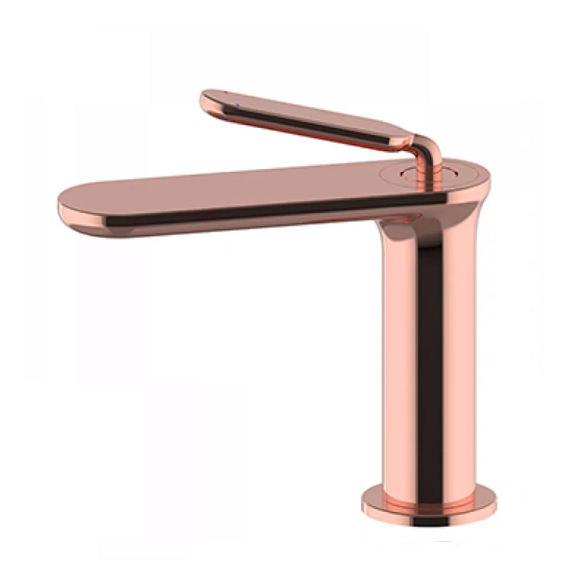 Square Single Hole Sink Faucet Low Arc Bathroom Brass Sink Faucet Rose Gold Short Clearhalo 'Bathroom Remodel & Bathroom Fixtures' 'Bathroom Sink Faucets' 'Bathroom Sinks & Faucet Components' 'bathroom_sink_faucets' 'Home Improvement' 'home_improvement' 'home_improvement_bathroom_sink_faucets' 7286839