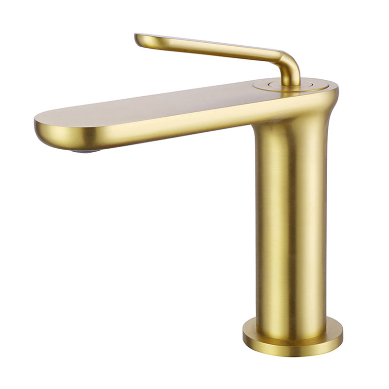 Square Single Hole Sink Faucet Low Arc Bathroom Brass Sink Faucet Clearhalo 'Bathroom Remodel & Bathroom Fixtures' 'Bathroom Sink Faucets' 'Bathroom Sinks & Faucet Components' 'bathroom_sink_faucets' 'Home Improvement' 'home_improvement' 'home_improvement_bathroom_sink_faucets' 7286842
