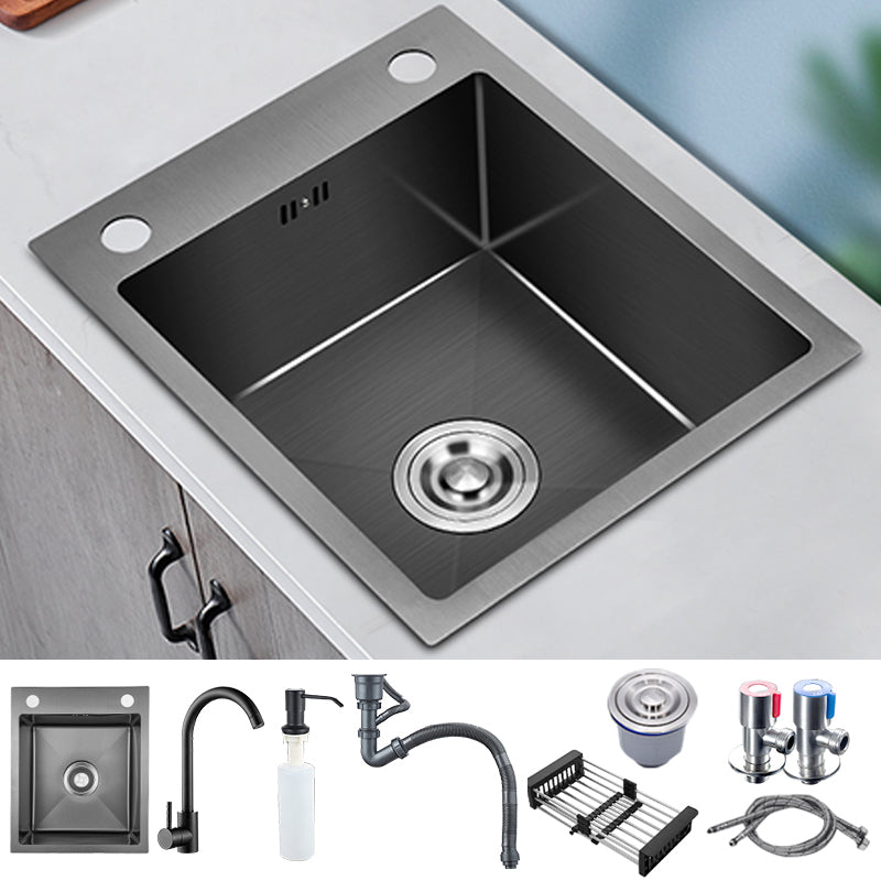 Stainless Steel Kitchen Sink Modern Bar Sink with Drain Strainer Kit Sink with Faucet Round Faucet Clearhalo 'Home Improvement' 'home_improvement' 'home_improvement_kitchen_sinks' 'Kitchen Remodel & Kitchen Fixtures' 'Kitchen Sinks & Faucet Components' 'Kitchen Sinks' 'kitchen_sinks' 7286935