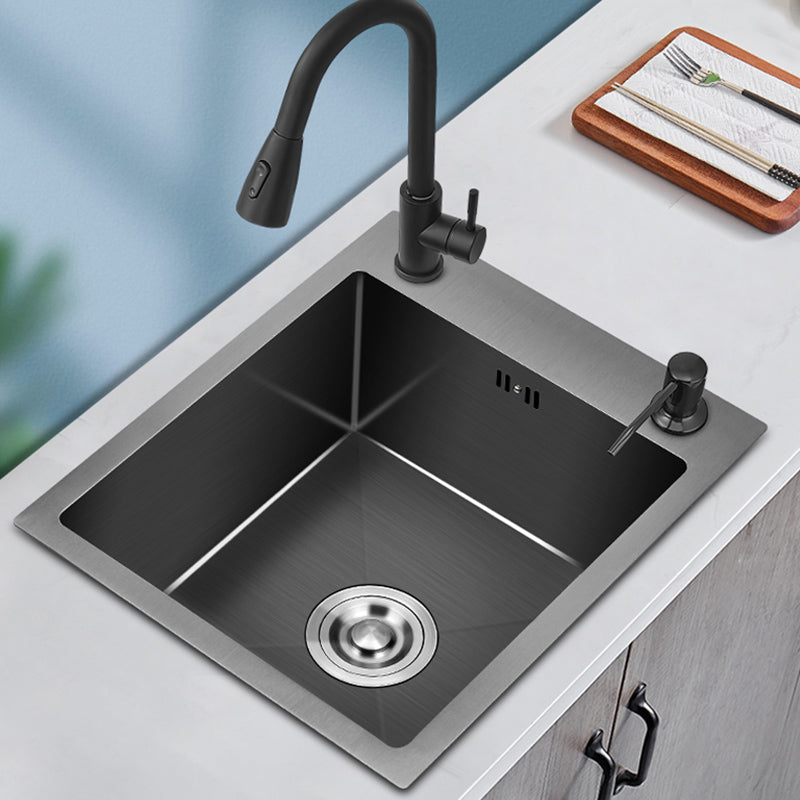 Stainless Steel Kitchen Sink Modern Bar Sink with Drain Strainer Kit 16"L x 16"W x 8"H Sink with Faucet Pull Out Faucet Clearhalo 'Home Improvement' 'home_improvement' 'home_improvement_kitchen_sinks' 'Kitchen Remodel & Kitchen Fixtures' 'Kitchen Sinks & Faucet Components' 'Kitchen Sinks' 'kitchen_sinks' 7286936
