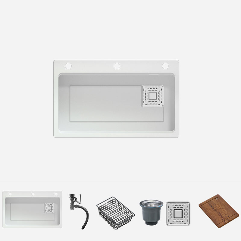 Quartz Kitchen Sink Modern 1-Bowl White Kitchen Sink with Rectangular Shape Sink Only None Clearhalo 'Home Improvement' 'home_improvement' 'home_improvement_kitchen_sinks' 'Kitchen Remodel & Kitchen Fixtures' 'Kitchen Sinks & Faucet Components' 'Kitchen Sinks' 'kitchen_sinks' 7286952