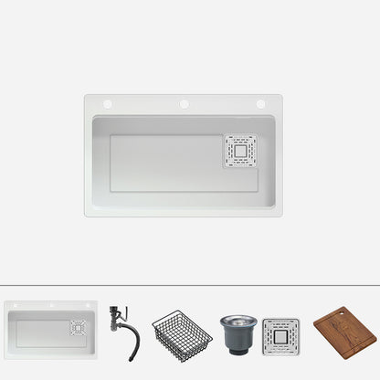 Quartz Kitchen Sink Modern 1-Bowl White Kitchen Sink with Rectangular Shape Sink Only None Clearhalo 'Home Improvement' 'home_improvement' 'home_improvement_kitchen_sinks' 'Kitchen Remodel & Kitchen Fixtures' 'Kitchen Sinks & Faucet Components' 'Kitchen Sinks' 'kitchen_sinks' 7286952