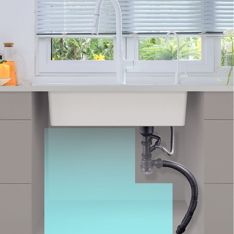 Quartz Kitchen Sink Modern 1-Bowl White Kitchen Sink with Rectangular Shape Clearhalo 'Home Improvement' 'home_improvement' 'home_improvement_kitchen_sinks' 'Kitchen Remodel & Kitchen Fixtures' 'Kitchen Sinks & Faucet Components' 'Kitchen Sinks' 'kitchen_sinks' 7286960