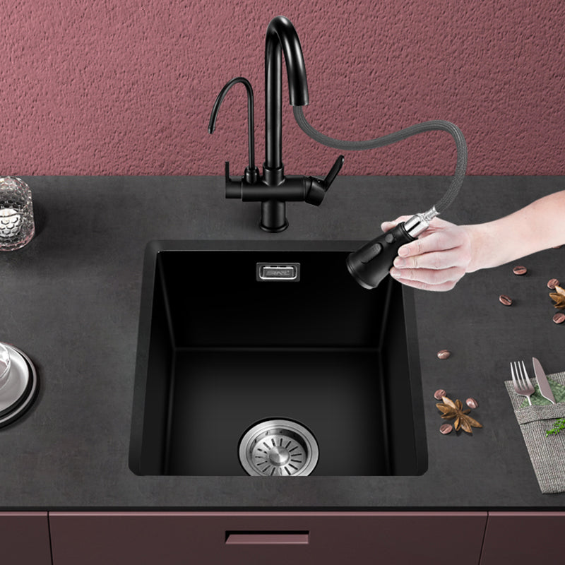 Quartz Kitchen Sink Single Bowl Drop-In Kitchen Sink with Rectangular Shape Clearhalo 'Home Improvement' 'home_improvement' 'home_improvement_kitchen_sinks' 'Kitchen Remodel & Kitchen Fixtures' 'Kitchen Sinks & Faucet Components' 'Kitchen Sinks' 'kitchen_sinks' 7286981