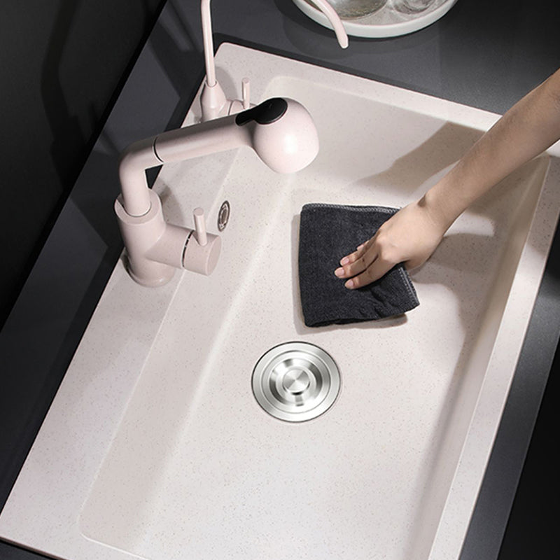 Single Bowl Kitchen Sink Quartz Modern Kitchen Sink with Strainer Clearhalo 'Home Improvement' 'home_improvement' 'home_improvement_kitchen_sinks' 'Kitchen Remodel & Kitchen Fixtures' 'Kitchen Sinks & Faucet Components' 'Kitchen Sinks' 'kitchen_sinks' 7287004
