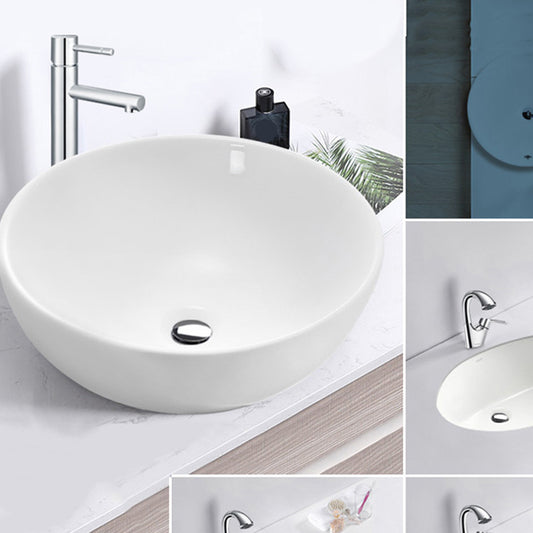 White Porcelain Bathroom Sink with Overflow Vessel Bathroom Sink Clearhalo 'Bathroom Remodel & Bathroom Fixtures' 'Bathroom Sinks & Faucet Components' 'Bathroom Sinks' 'bathroom_sink' 'Home Improvement' 'home_improvement' 'home_improvement_bathroom_sink' 7287088