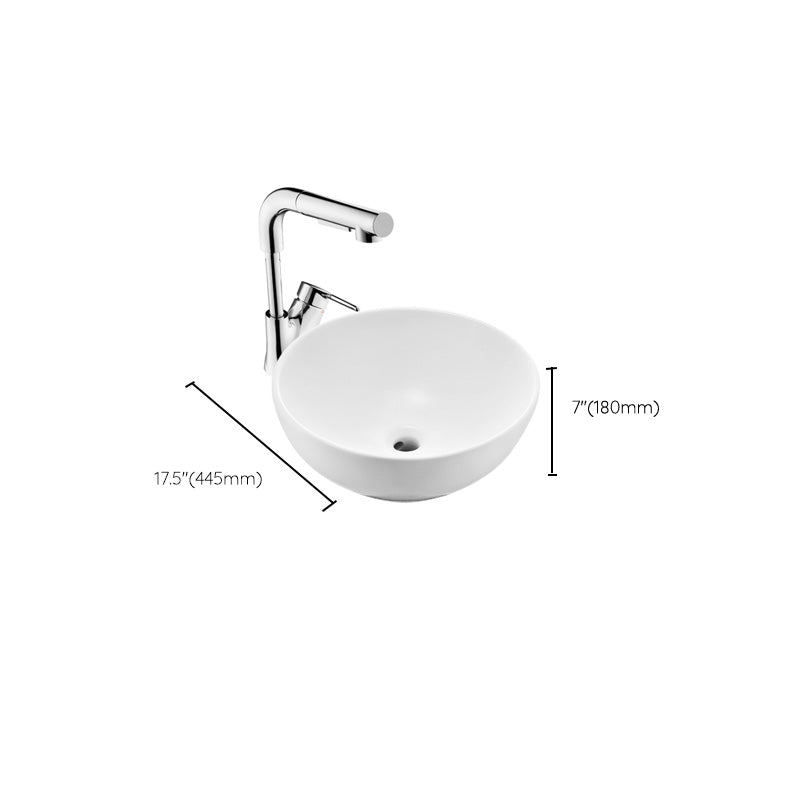 White Porcelain Bathroom Sink with Overflow Vessel Bathroom Sink Clearhalo 'Bathroom Remodel & Bathroom Fixtures' 'Bathroom Sinks & Faucet Components' 'Bathroom Sinks' 'bathroom_sink' 'Home Improvement' 'home_improvement' 'home_improvement_bathroom_sink' 7287103