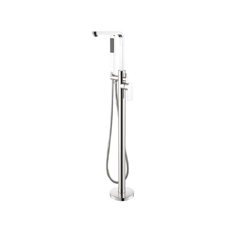Traditional Floor Mounted Swivel Freestanding Tub Filler Metal Freestanding Faucet Silver 7 Shape Clearhalo 'Bathroom Remodel & Bathroom Fixtures' 'Bathtub Faucets' 'bathtub_faucets' 'Home Improvement' 'home_improvement' 'home_improvement_bathtub_faucets' 7287158