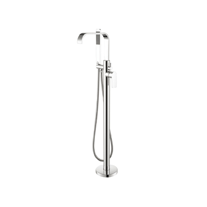 Traditional Floor Mounted Swivel Freestanding Tub Filler Metal Freestanding Faucet Chrome Flat Tupe Clearhalo 'Bathroom Remodel & Bathroom Fixtures' 'Bathtub Faucets' 'bathtub_faucets' 'Home Improvement' 'home_improvement' 'home_improvement_bathtub_faucets' 7287160
