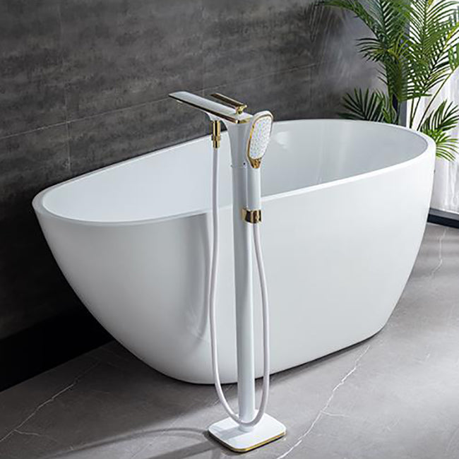 Traditional Floor Mounted Swivel Freestanding Tub Filler Metal Freestanding Faucet Clearhalo 'Bathroom Remodel & Bathroom Fixtures' 'Bathtub Faucets' 'bathtub_faucets' 'Home Improvement' 'home_improvement' 'home_improvement_bathtub_faucets' 7287162