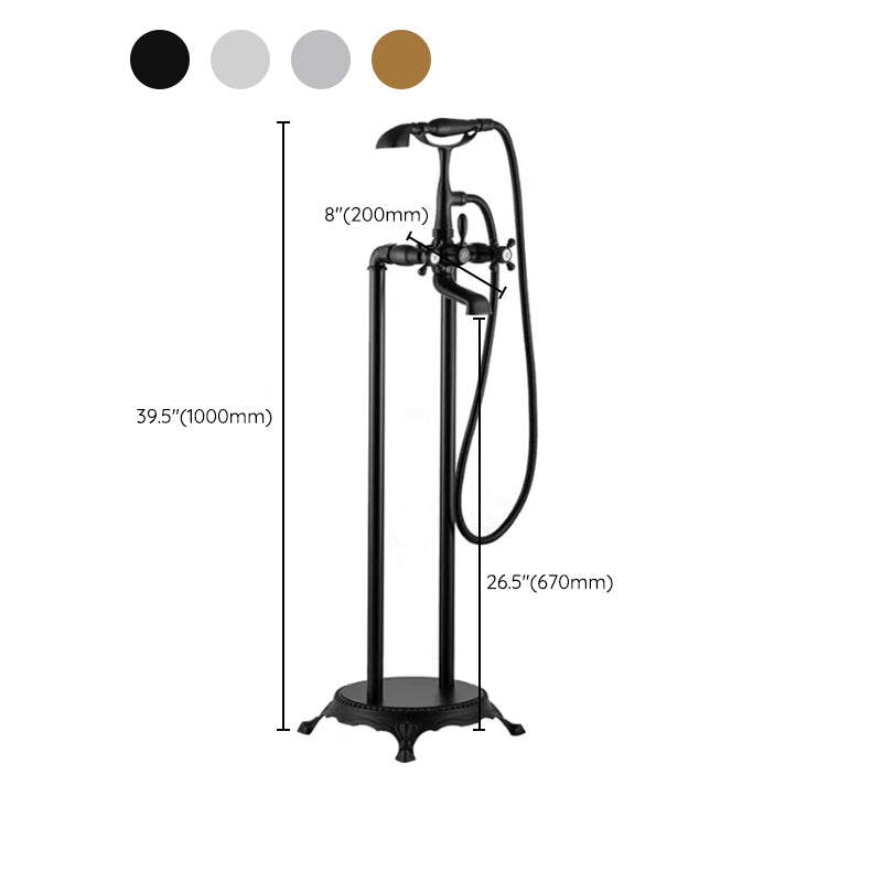 Traditional Floor Mounted Swivel Freestanding Tub Filler Metal Freestanding Faucet Clearhalo 'Bathroom Remodel & Bathroom Fixtures' 'Bathtub Faucets' 'bathtub_faucets' 'Home Improvement' 'home_improvement' 'home_improvement_bathtub_faucets' 7287181