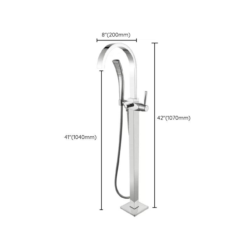 Traditional Floor Mounted Swivel Freestanding Tub Filler Metal Freestanding Faucet Clearhalo 'Bathroom Remodel & Bathroom Fixtures' 'Bathtub Faucets' 'bathtub_faucets' 'Home Improvement' 'home_improvement' 'home_improvement_bathtub_faucets' 7287184