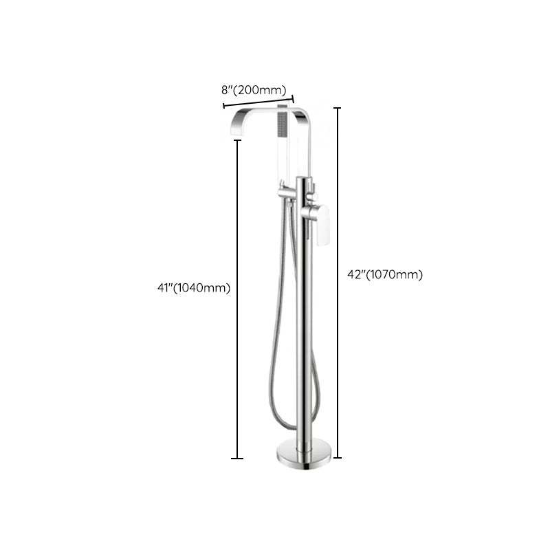 Traditional Floor Mounted Swivel Freestanding Tub Filler Metal Freestanding Faucet Clearhalo 'Bathroom Remodel & Bathroom Fixtures' 'Bathtub Faucets' 'bathtub_faucets' 'Home Improvement' 'home_improvement' 'home_improvement_bathtub_faucets' 7287187
