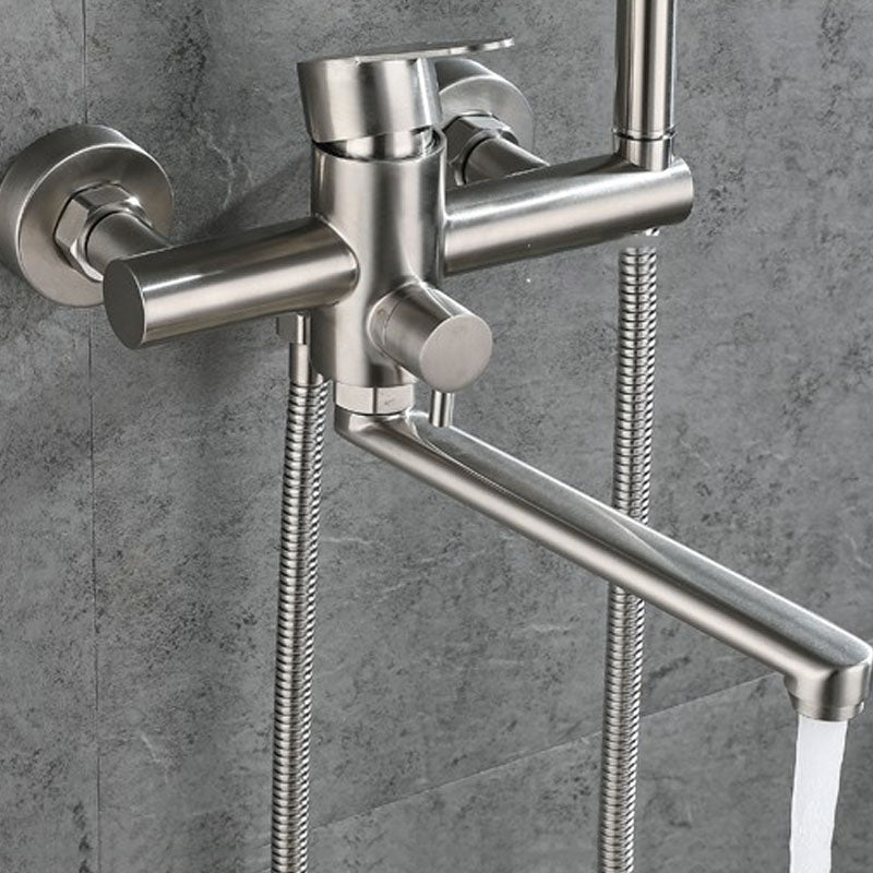 Bathroom Bathtub Faucet Rod Handle Handheld Shower Head Bathtub Faucet Bronze Clearhalo 'Bathroom Remodel & Bathroom Fixtures' 'Bathtub Faucets' 'bathtub_faucets' 'Home Improvement' 'home_improvement' 'home_improvement_bathtub_faucets' 7287191