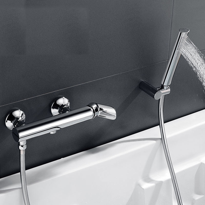 Modern Bathtub Faucet Brass Handheld Shower Head Single Rod Handle Bathtub Faucet Clearhalo 'Bathroom Remodel & Bathroom Fixtures' 'Bathtub Faucets' 'bathtub_faucets' 'Home Improvement' 'home_improvement' 'home_improvement_bathtub_faucets' 7287208