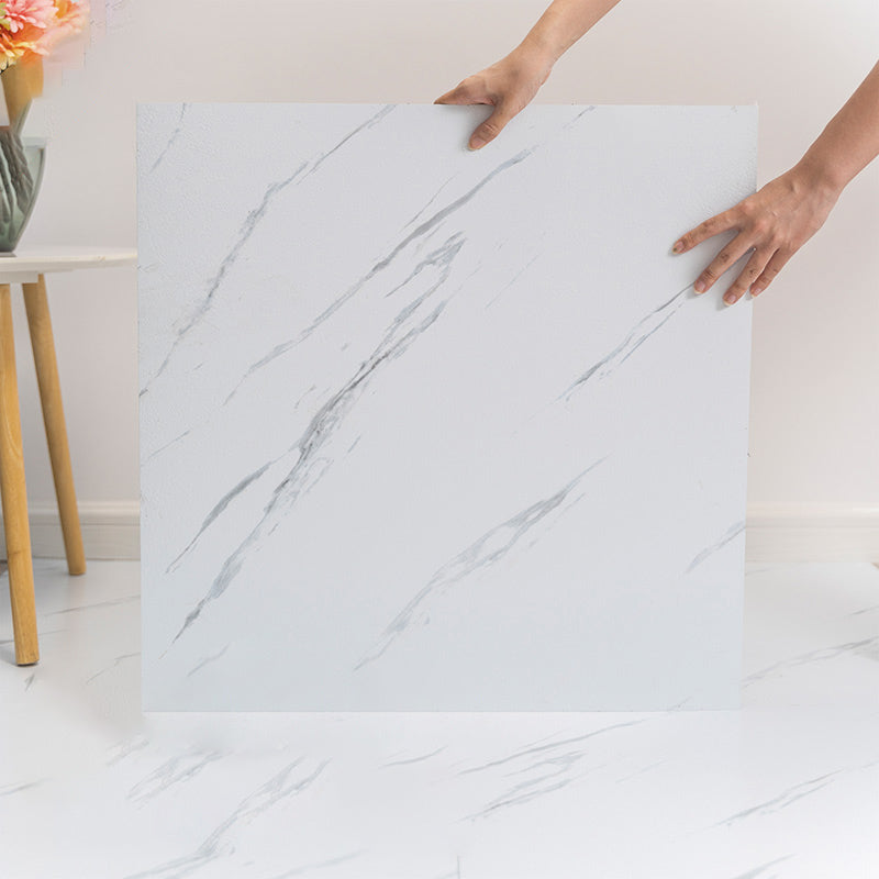 Modern Vinyl Floor Tiles Peel & Stick Marble Printed PVC Flooring White-Gray Clearhalo 'Flooring 'Home Improvement' 'home_improvement' 'home_improvement_vinyl_flooring' 'Vinyl Flooring' 'vinyl_flooring' Walls and Ceiling' 7287317