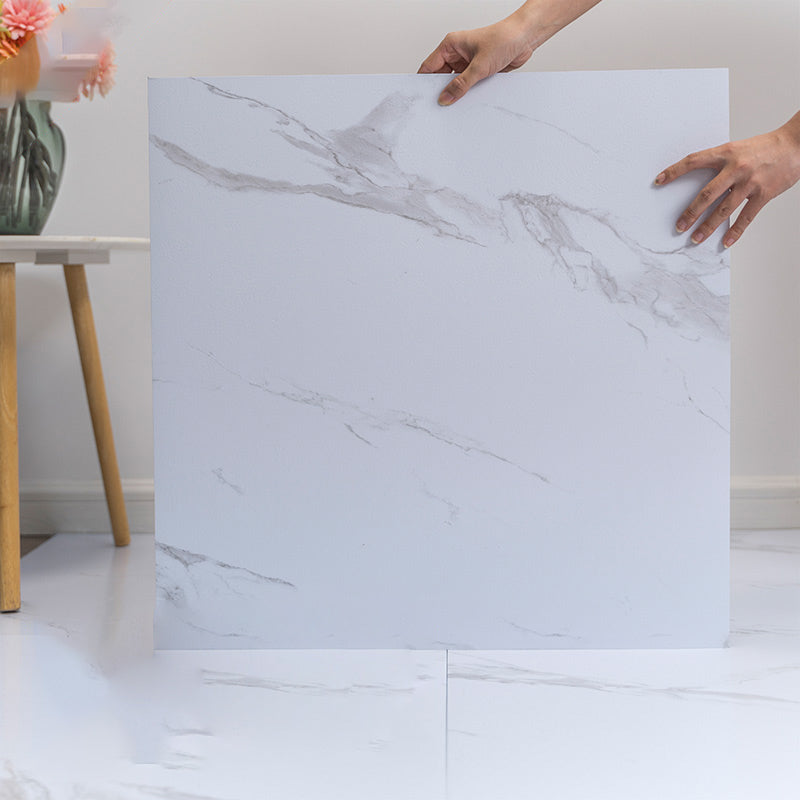 Modern Vinyl Floor Tiles Peel & Stick Marble Printed PVC Flooring Gloss White Clearhalo 'Flooring 'Home Improvement' 'home_improvement' 'home_improvement_vinyl_flooring' 'Vinyl Flooring' 'vinyl_flooring' Walls and Ceiling' 7287327