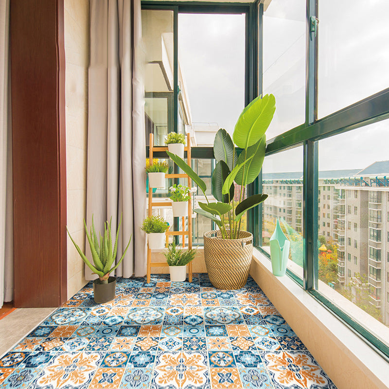 Modern Vinyl Plank Flooring Porcelain Tile Look Self Adhesive PVC Flooring Blue-Yellow Clearhalo 'Flooring 'Home Improvement' 'home_improvement' 'home_improvement_vinyl_flooring' 'Vinyl Flooring' 'vinyl_flooring' Walls and Ceiling' 7287345