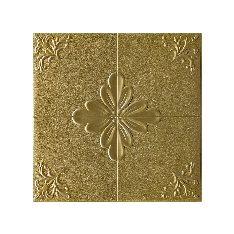 Indoor Home Wall Paneling 3D Floral Print Peel and Stick Waterproof Wall Panel Gold Clearhalo 'Flooring 'Home Improvement' 'home_improvement' 'home_improvement_wall_paneling' 'Wall Paneling' 'wall_paneling' 'Walls & Ceilings' Walls and Ceiling' 7287389