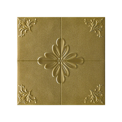 Indoor Home Wall Paneling 3D Floral Print Peel and Stick Waterproof Wall Panel Gold Clearhalo 'Flooring 'Home Improvement' 'home_improvement' 'home_improvement_wall_paneling' 'Wall Paneling' 'wall_paneling' 'Walls & Ceilings' Walls and Ceiling' 7287389