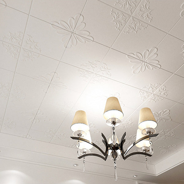 Indoor Home Wall Paneling 3D Floral Print Peel and Stick Waterproof Wall Panel White 10-Piece Set Clearhalo 'Flooring 'Home Improvement' 'home_improvement' 'home_improvement_wall_paneling' 'Wall Paneling' 'wall_paneling' 'Walls & Ceilings' Walls and Ceiling' 7287392