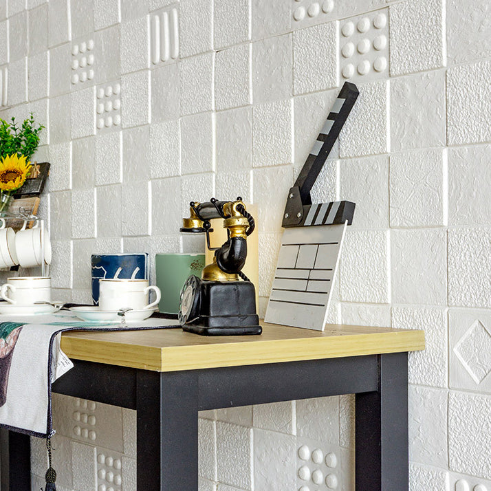 Home Indoor Wall Panel 3D Print Bricks Peel and Stick Wall Paneling White 10-Piece Set Clearhalo 'Flooring 'Home Improvement' 'home_improvement' 'home_improvement_wall_paneling' 'Wall Paneling' 'wall_paneling' 'Walls & Ceilings' Walls and Ceiling' 7287399