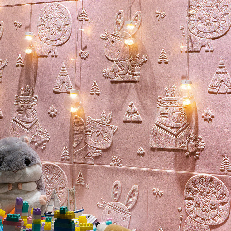 Modern Wall Paneling Cartoon 3D Print Peel and Stick Waterproof Wall Panel Nude Pink 10-Piece Set Clearhalo 'Flooring 'Home Improvement' 'home_improvement' 'home_improvement_wall_paneling' 'Wall Paneling' 'wall_paneling' 'Walls & Ceilings' Walls and Ceiling' 7287410