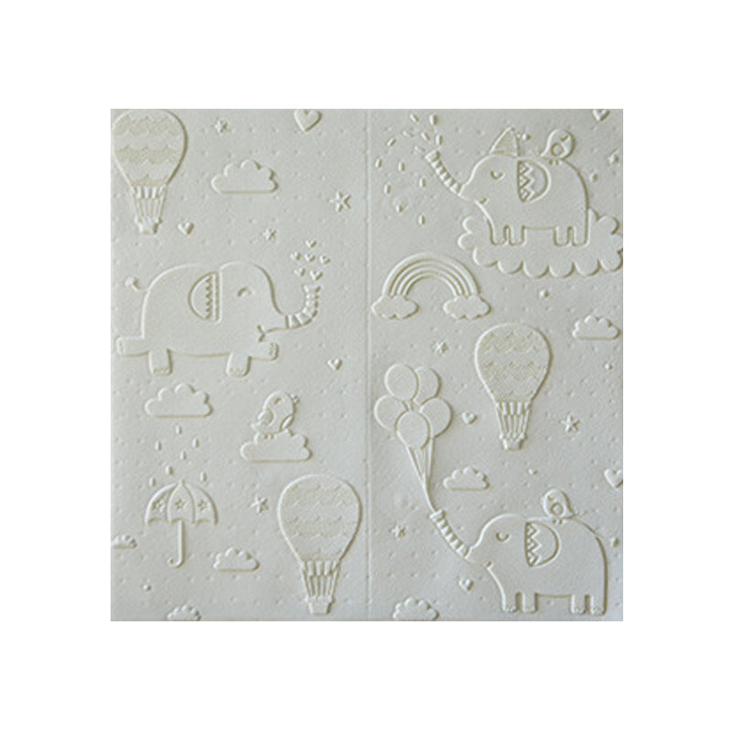 Modern Wall Paneling Cartoon 3D Print Peel and Stick Waterproof Wall Panel Gloss White Clearhalo 'Flooring 'Home Improvement' 'home_improvement' 'home_improvement_wall_paneling' 'Wall Paneling' 'wall_paneling' 'Walls & Ceilings' Walls and Ceiling' 7287417