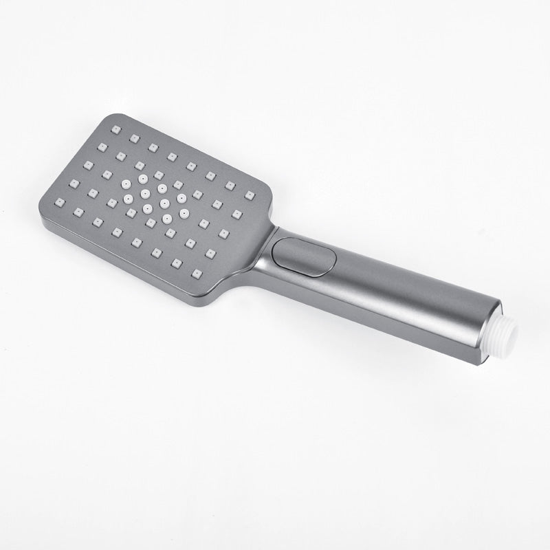 Rectangle Grey Shower Head Combo Standard Spray Pattern Showerhead Gray White Hand Shower Clearhalo 'Bathroom Remodel & Bathroom Fixtures' 'Home Improvement' 'home_improvement' 'home_improvement_shower_heads' 'Shower Heads' 'shower_heads' 'Showers & Bathtubs Plumbing' 'Showers & Bathtubs' 7287432