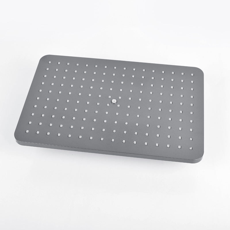 Rectangle Grey Shower Head Combo Standard Spray Pattern Showerhead Gray White Large Shower Clearhalo 'Bathroom Remodel & Bathroom Fixtures' 'Home Improvement' 'home_improvement' 'home_improvement_shower_heads' 'Shower Heads' 'shower_heads' 'Showers & Bathtubs Plumbing' 'Showers & Bathtubs' 7287436