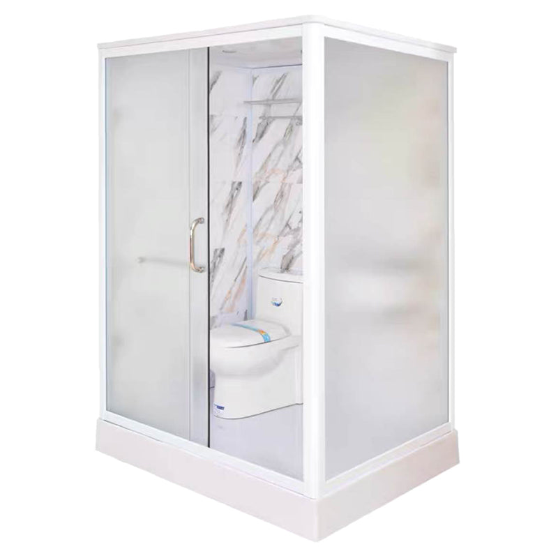 Framed Single Sliding Shower Kit Rectangle Frosted Shower Stall 55"L x 43"W x 85"H Toilet Only Front Opening Clearhalo 'Bathroom Remodel & Bathroom Fixtures' 'Home Improvement' 'home_improvement' 'home_improvement_shower_stalls_enclosures' 'Shower Stalls & Enclosures' 'shower_stalls_enclosures' 'Showers & Bathtubs' 7287837