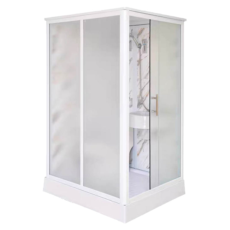 Framed Single Sliding Shower Kit Rectangle Frosted Shower Stall 47"L x 39"W x 85"H Toilet Only Sided Opening Clearhalo 'Bathroom Remodel & Bathroom Fixtures' 'Home Improvement' 'home_improvement' 'home_improvement_shower_stalls_enclosures' 'Shower Stalls & Enclosures' 'shower_stalls_enclosures' 'Showers & Bathtubs' 7287838