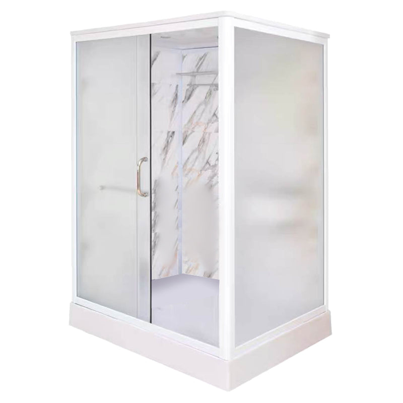 Framed Single Sliding Shower Kit Rectangle Frosted Shower Stall 55"L x 43"W x 85"H Toilet Not Included Front Opening Clearhalo 'Bathroom Remodel & Bathroom Fixtures' 'Home Improvement' 'home_improvement' 'home_improvement_shower_stalls_enclosures' 'Shower Stalls & Enclosures' 'shower_stalls_enclosures' 'Showers & Bathtubs' 7287843