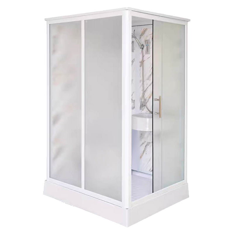 Framed Single Sliding Shower Kit Rectangle Frosted Shower Stall 47"L x 39"W x 85"H Toilet Not Included Sided Opening Clearhalo 'Bathroom Remodel & Bathroom Fixtures' 'Home Improvement' 'home_improvement' 'home_improvement_shower_stalls_enclosures' 'Shower Stalls & Enclosures' 'shower_stalls_enclosures' 'Showers & Bathtubs' 7287844