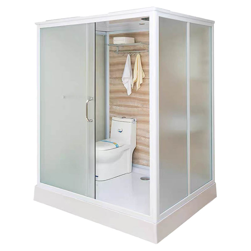 Framed Single Sliding Shower Kit Rectangle Frosted Shower Stall 67"L x 47"W x 85"H Toilet Only Front Opening Clearhalo 'Bathroom Remodel & Bathroom Fixtures' 'Home Improvement' 'home_improvement' 'home_improvement_shower_stalls_enclosures' 'Shower Stalls & Enclosures' 'shower_stalls_enclosures' 'Showers & Bathtubs' 7287850