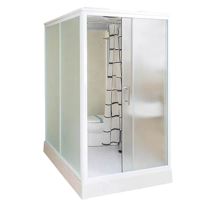 Framed Single Sliding Shower Kit Rectangle Frosted Shower Stall 67"L x 47"W x 85"H Toilet Only Sided Opening Clearhalo 'Bathroom Remodel & Bathroom Fixtures' 'Home Improvement' 'home_improvement' 'home_improvement_shower_stalls_enclosures' 'Shower Stalls & Enclosures' 'shower_stalls_enclosures' 'Showers & Bathtubs' 7287851