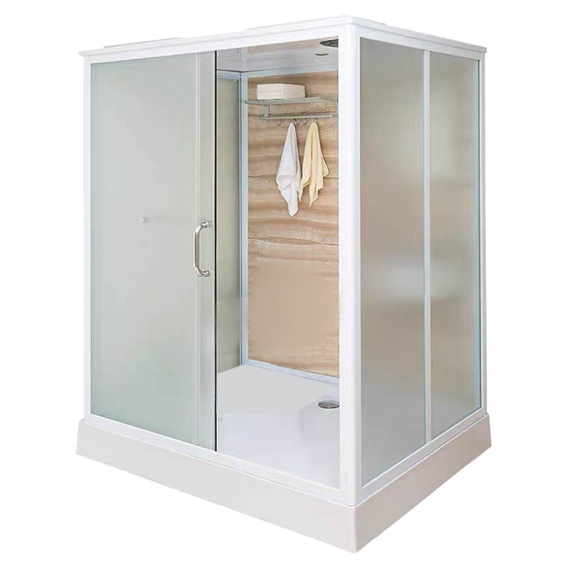Framed Single Sliding Shower Kit Rectangle Frosted Shower Stall 67"L x 47"W x 85"H Toilet Not Included Front Opening Clearhalo 'Bathroom Remodel & Bathroom Fixtures' 'Home Improvement' 'home_improvement' 'home_improvement_shower_stalls_enclosures' 'Shower Stalls & Enclosures' 'shower_stalls_enclosures' 'Showers & Bathtubs' 7287852