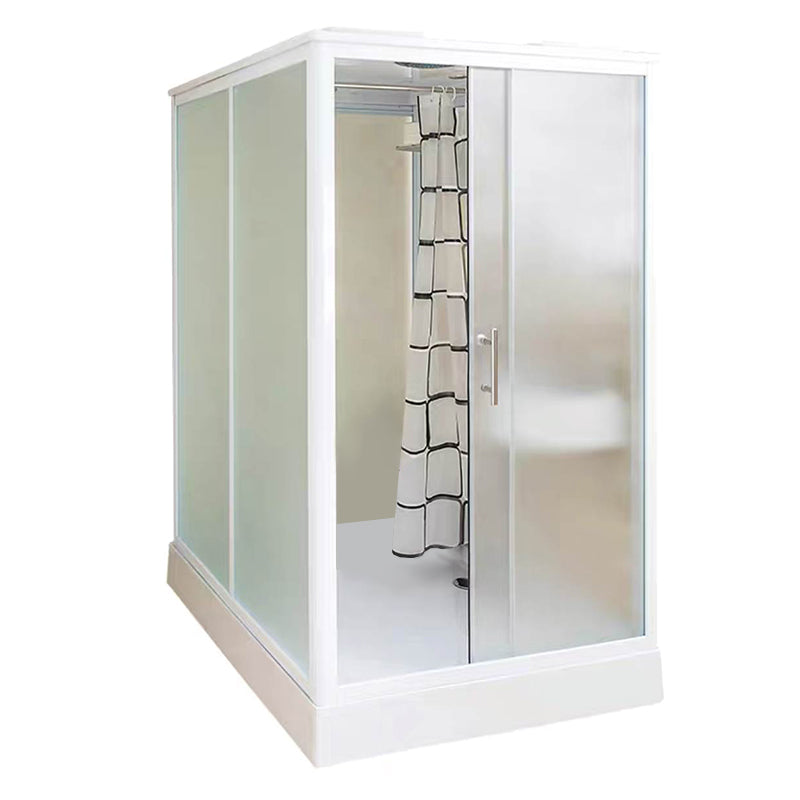 Framed Single Sliding Shower Kit Rectangle Frosted Shower Stall 67"L x 47"W x 85"H Toilet Not Included Sided Opening Clearhalo 'Bathroom Remodel & Bathroom Fixtures' 'Home Improvement' 'home_improvement' 'home_improvement_shower_stalls_enclosures' 'Shower Stalls & Enclosures' 'shower_stalls_enclosures' 'Showers & Bathtubs' 7287853