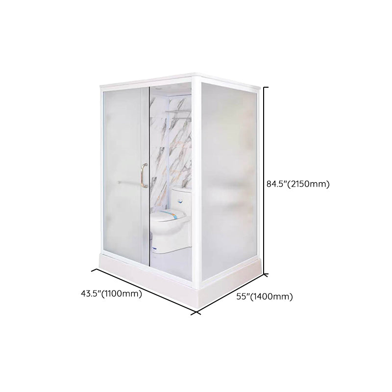 Framed Single Sliding Shower Kit Rectangle Frosted Shower Stall Clearhalo 'Bathroom Remodel & Bathroom Fixtures' 'Home Improvement' 'home_improvement' 'home_improvement_shower_stalls_enclosures' 'Shower Stalls & Enclosures' 'shower_stalls_enclosures' 'Showers & Bathtubs' 7287854