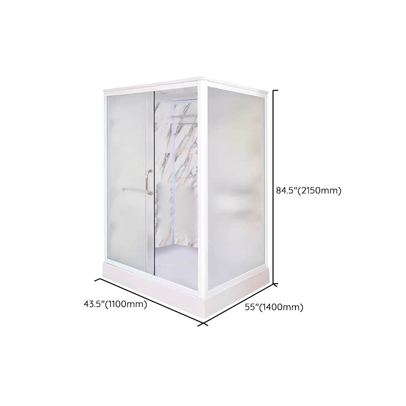 Framed Single Sliding Shower Kit Rectangle Frosted Shower Stall Clearhalo 'Bathroom Remodel & Bathroom Fixtures' 'Home Improvement' 'home_improvement' 'home_improvement_shower_stalls_enclosures' 'Shower Stalls & Enclosures' 'shower_stalls_enclosures' 'Showers & Bathtubs' 7287855