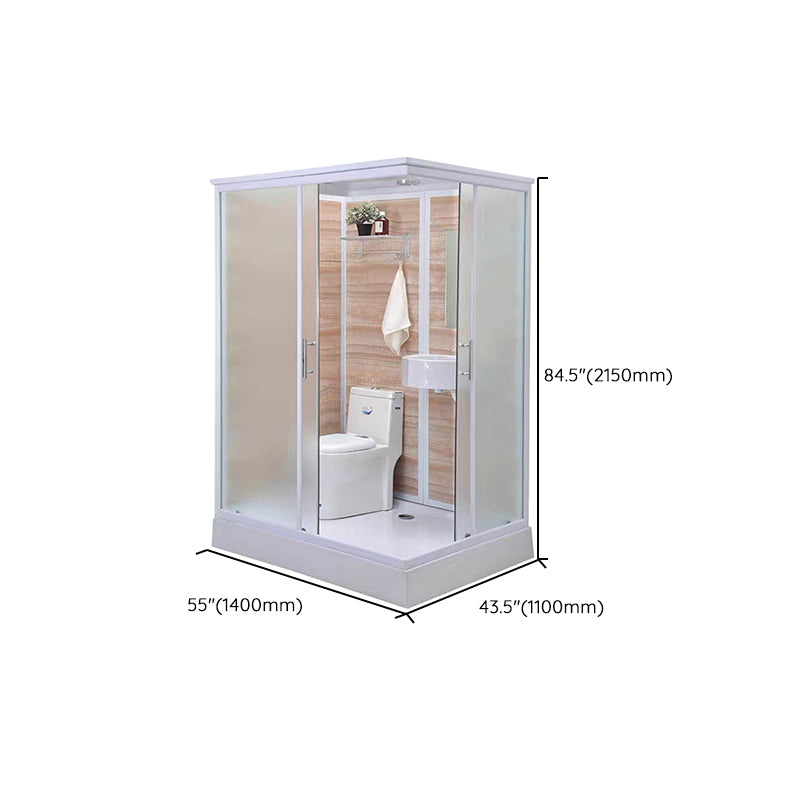 Framed Single Sliding Shower Kit Rectangle Frosted Shower Stall Clearhalo 'Bathroom Remodel & Bathroom Fixtures' 'Home Improvement' 'home_improvement' 'home_improvement_shower_stalls_enclosures' 'Shower Stalls & Enclosures' 'shower_stalls_enclosures' 'Showers & Bathtubs' 7287856