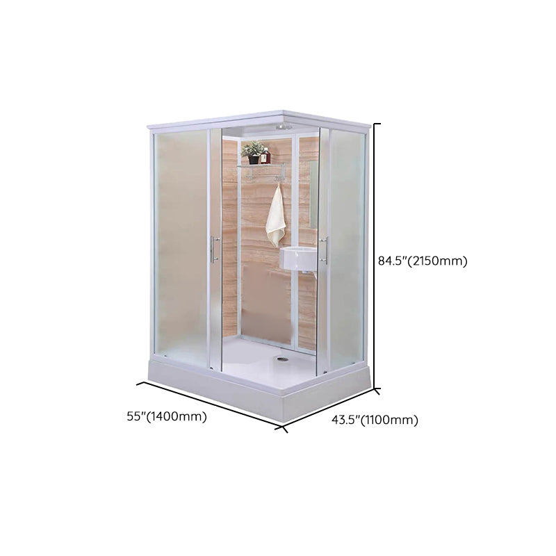 Framed Single Sliding Shower Kit Rectangle Frosted Shower Stall Clearhalo 'Bathroom Remodel & Bathroom Fixtures' 'Home Improvement' 'home_improvement' 'home_improvement_shower_stalls_enclosures' 'Shower Stalls & Enclosures' 'shower_stalls_enclosures' 'Showers & Bathtubs' 7287857