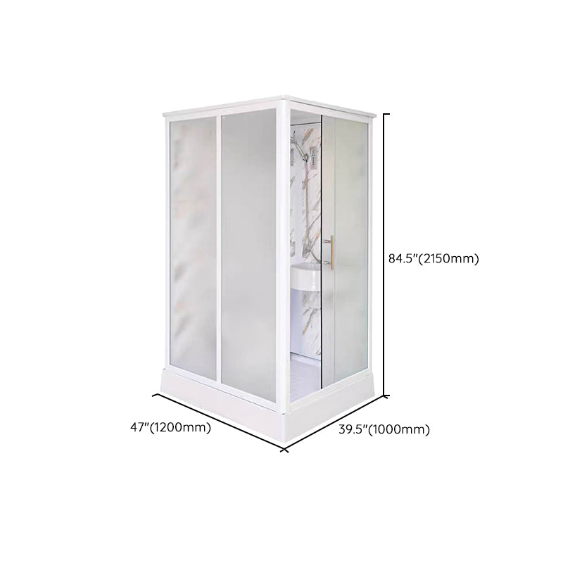 Framed Single Sliding Shower Kit Rectangle Frosted Shower Stall Clearhalo 'Bathroom Remodel & Bathroom Fixtures' 'Home Improvement' 'home_improvement' 'home_improvement_shower_stalls_enclosures' 'Shower Stalls & Enclosures' 'shower_stalls_enclosures' 'Showers & Bathtubs' 7287858