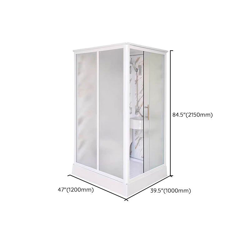 Framed Single Sliding Shower Kit Rectangle Frosted Shower Stall Clearhalo 'Bathroom Remodel & Bathroom Fixtures' 'Home Improvement' 'home_improvement' 'home_improvement_shower_stalls_enclosures' 'Shower Stalls & Enclosures' 'shower_stalls_enclosures' 'Showers & Bathtubs' 7287859