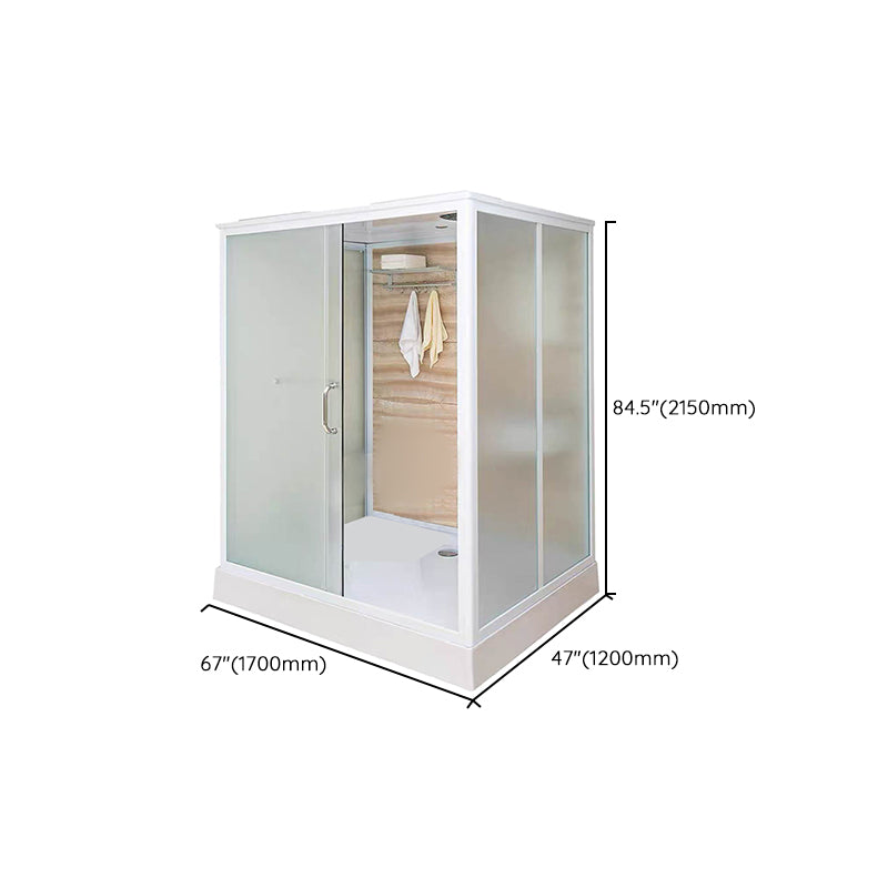 Framed Single Sliding Shower Kit Rectangle Frosted Shower Stall Clearhalo 'Bathroom Remodel & Bathroom Fixtures' 'Home Improvement' 'home_improvement' 'home_improvement_shower_stalls_enclosures' 'Shower Stalls & Enclosures' 'shower_stalls_enclosures' 'Showers & Bathtubs' 7287861