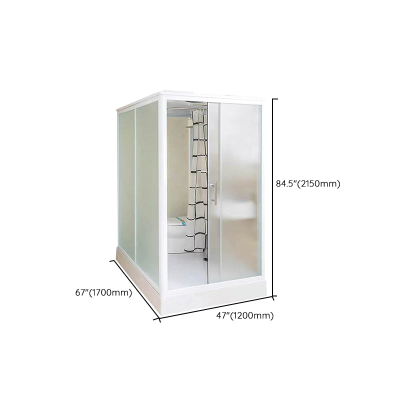 Framed Single Sliding Shower Kit Rectangle Frosted Shower Stall Clearhalo 'Bathroom Remodel & Bathroom Fixtures' 'Home Improvement' 'home_improvement' 'home_improvement_shower_stalls_enclosures' 'Shower Stalls & Enclosures' 'shower_stalls_enclosures' 'Showers & Bathtubs' 7287862